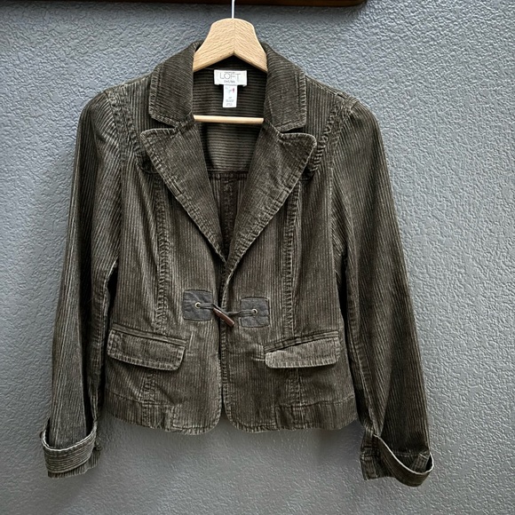 LOFT Jackets & Blazers - LOFT Dark Olive Gray Corduroy Petites Blazer